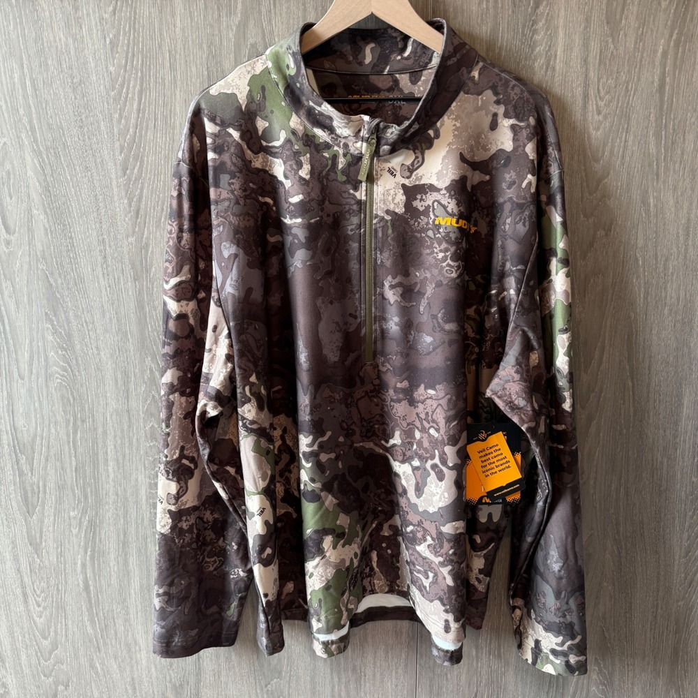 Muddy TRX 1/4 Zip Hunting Shirt Mens 3XL‎ Camo Veil Lightweight Performance NWT